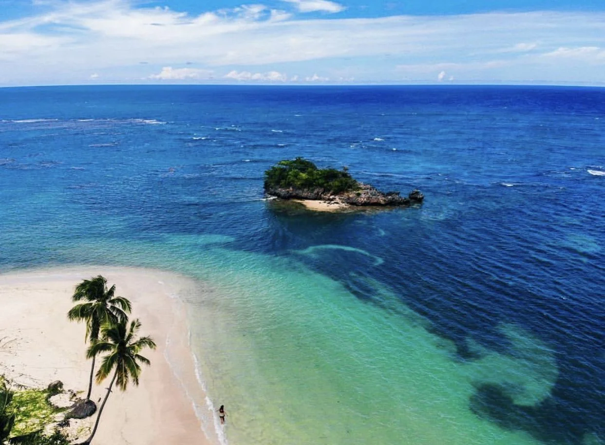 Small island turquoise water Samana Peninsula